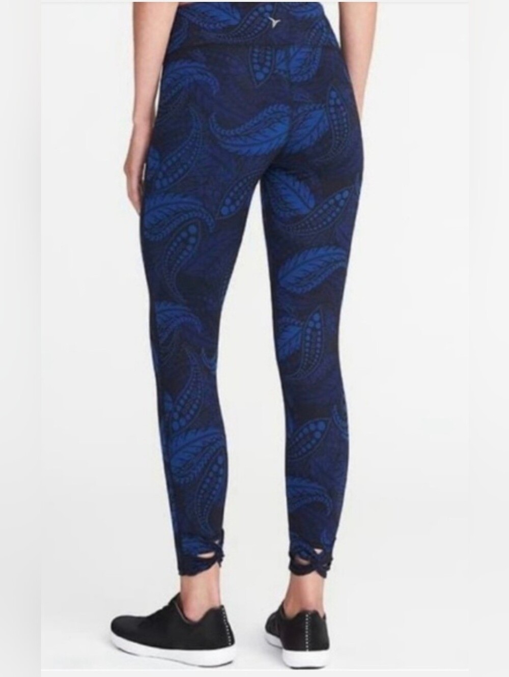 Old Navy Active Go-Dry Women's Ankle Leggings Blue Geometric Stretch Size L